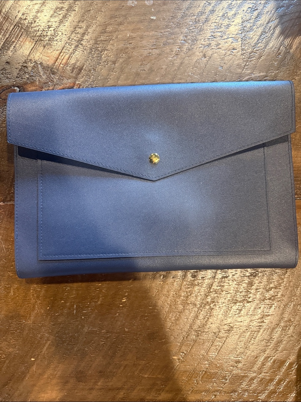 Classic Navy Envelope Briefcase with Gold Snap- NWOT